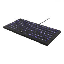 DELTACO Mini tangentbord i silikon, spillsäker, blå LED, IP68, svart