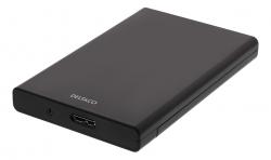 DELTACO Externt hårdiskkabinett, USB 3.0, skutbar lucka, 2,5" HDD, sva