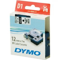 Dymo D1 Tape Black on White 12mm x 7m