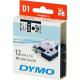 DYMO D1 märktejp standard 12mm, svart på transparent, 7m rulle