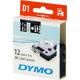 DYMO D1 märktejp standard 12mm, vitt på svart, 7m rulle