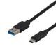DELTACO USB 3.1 Gen1 USB-C - USB-A tygbekl kabe, 1m, 60W 3A, svart