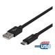 DELTACO USB-A till USB-C-kabel, 2m, USB 2.0, flätad, svart