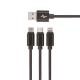 Setty 3i1 USB-kabel till microUSB/USB-C/Lightning, 1 m, Svart