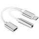 Dual Adapter USB-C till 3,5 mm jack och laddning, Silver