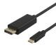 DELTACO USB-C till DisplayPort-kabel, 1m, 4K@60Hz, svart