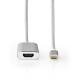 USB-C Adapter | USB 3.2 Gen 1 | USB-C Hane | HDMI Hona | Power delivery | 2.00 m | Rund | Guldplaterad | Flätad / Nylon | Silver