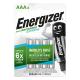 Energizer Laddningsbara Ni-MH-batterier, AAA | 1.2 V DC | 800 mAh | Förladdad | 4-pack