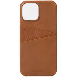Krusell Leather CardCover iPhone 13, Cognac