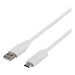 DELTACO USB-Kabel 2.0, USB-C - USB-A 1 meter, vit