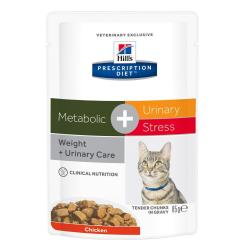 Hill's Prescription Diet Feline Metabolic + Urinary Stress Weight + Urinary Care Chicken 12x85 g